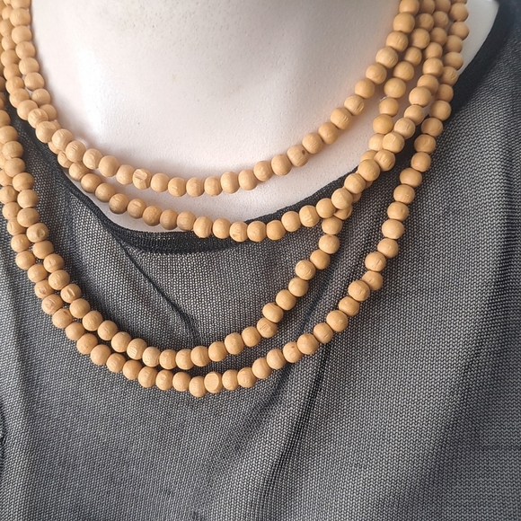 Set of two strands of wooden beads neklace - Picture 3 of 5